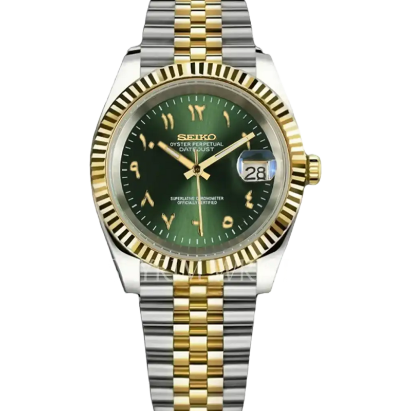 Mod Datejust Two-Tone Gold Arabic Green