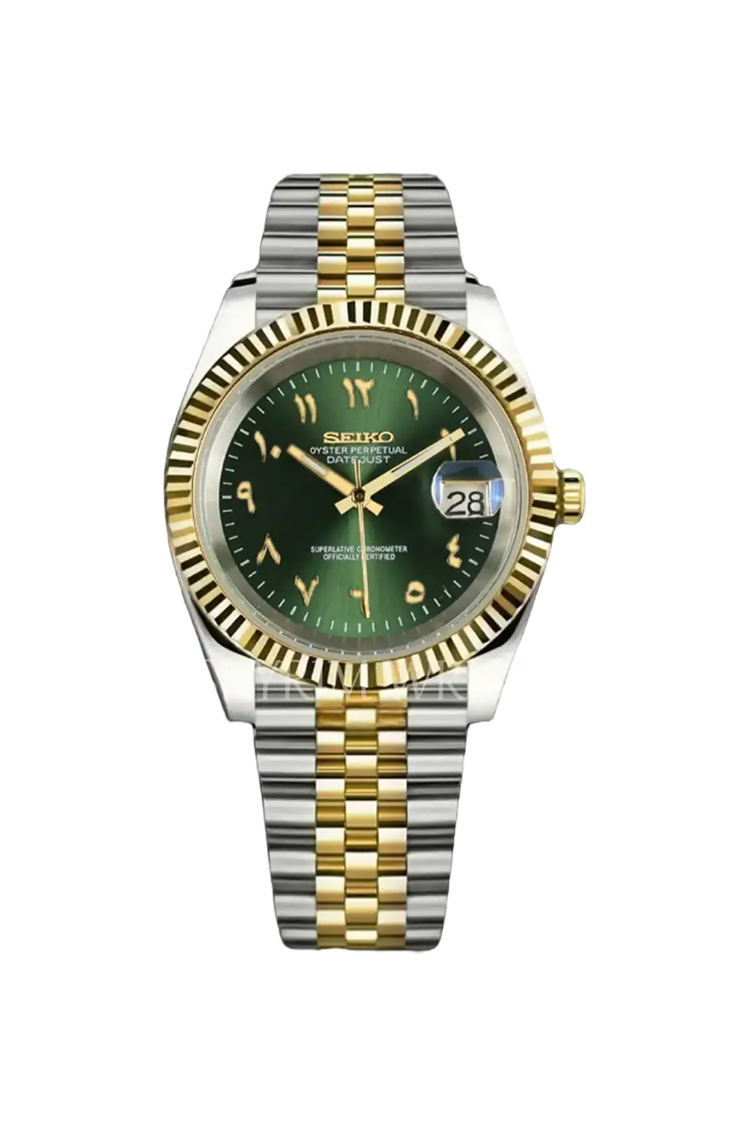 Mod Datejust Two-Tone Gold Arabic Green