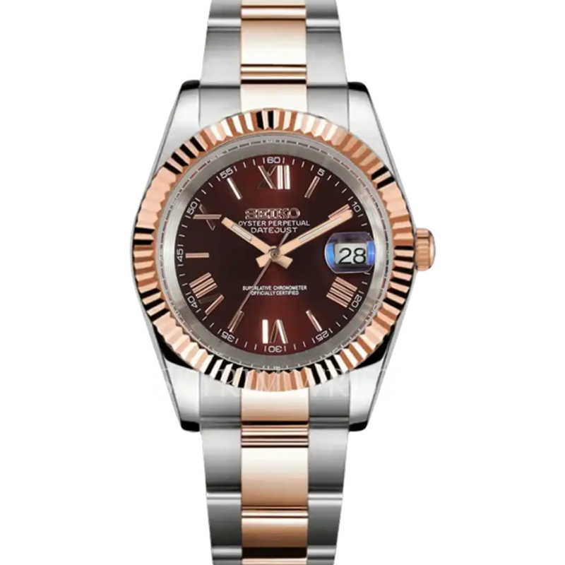 Mod Datejust Two-Tone Rose Gold Red