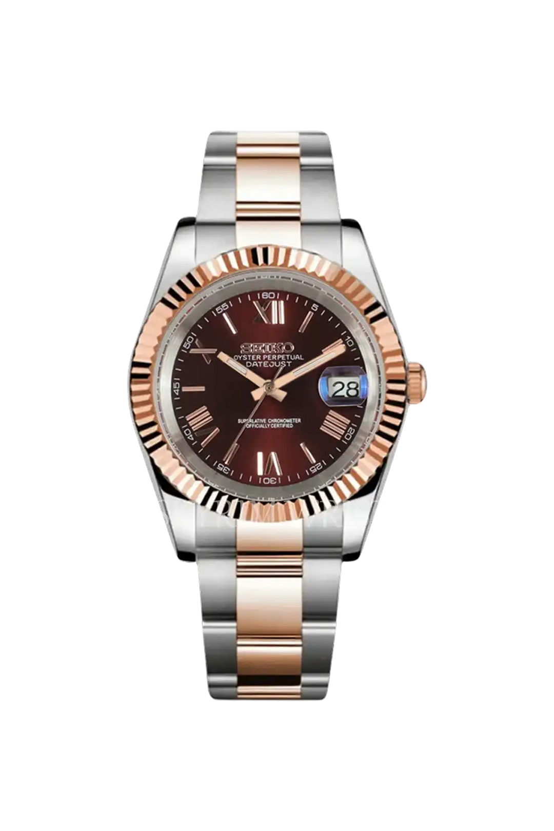 Mod Datejust Two-Tone Rose Gold Red